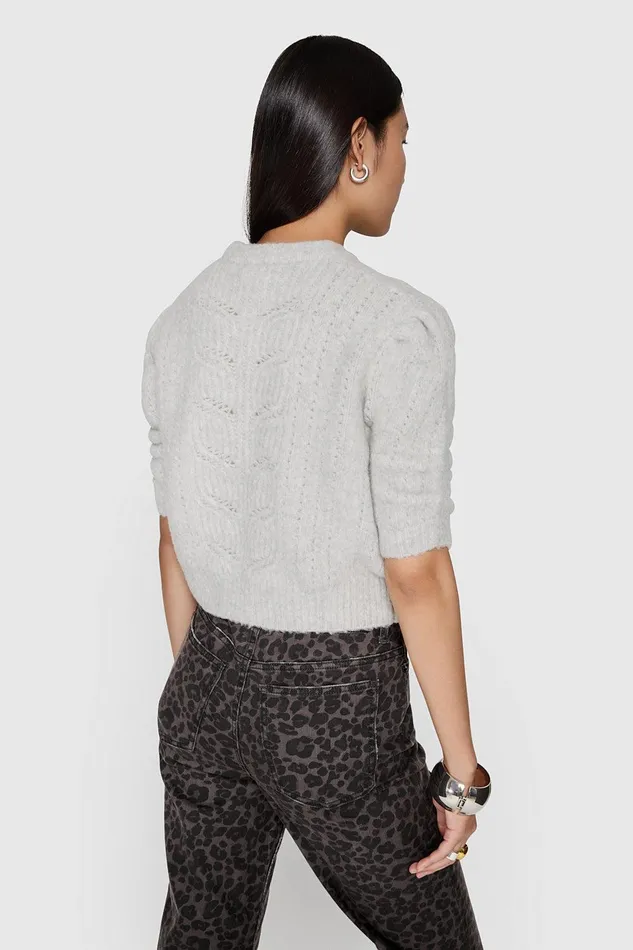 Rebecca Minkoff Campbell Puff Sweater Stone Women Tops