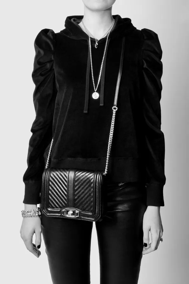 Rebecca Minkoff Chevron Quilted Small Love Crossbody Blackwhite Women Crossbody Bags