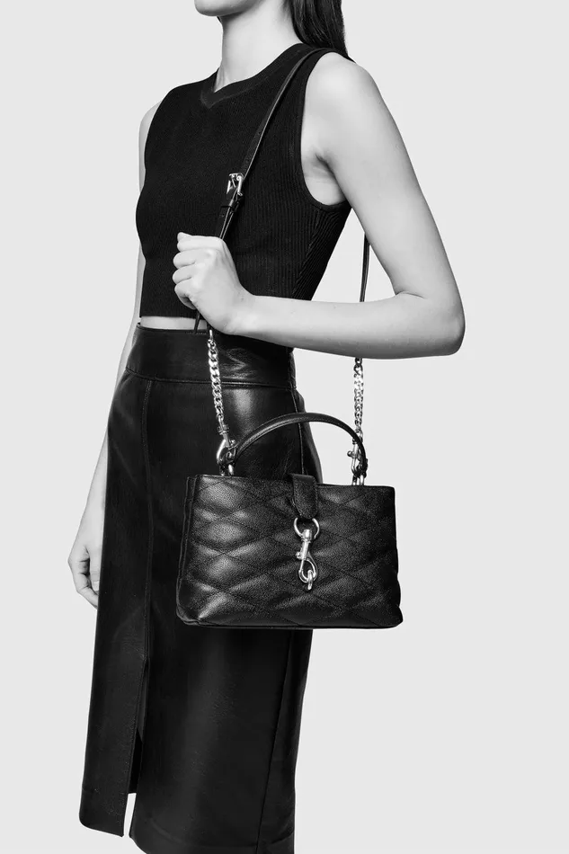 Rebecca Minkoff Edie Top Handle Satchel With Diamond Quilt Nude Women Top Handle Bags