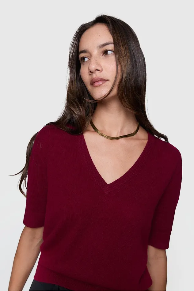 Rebecca Minkoff Haven V Neck Sweater Lacquer Women Sweaters and Sweatshirts