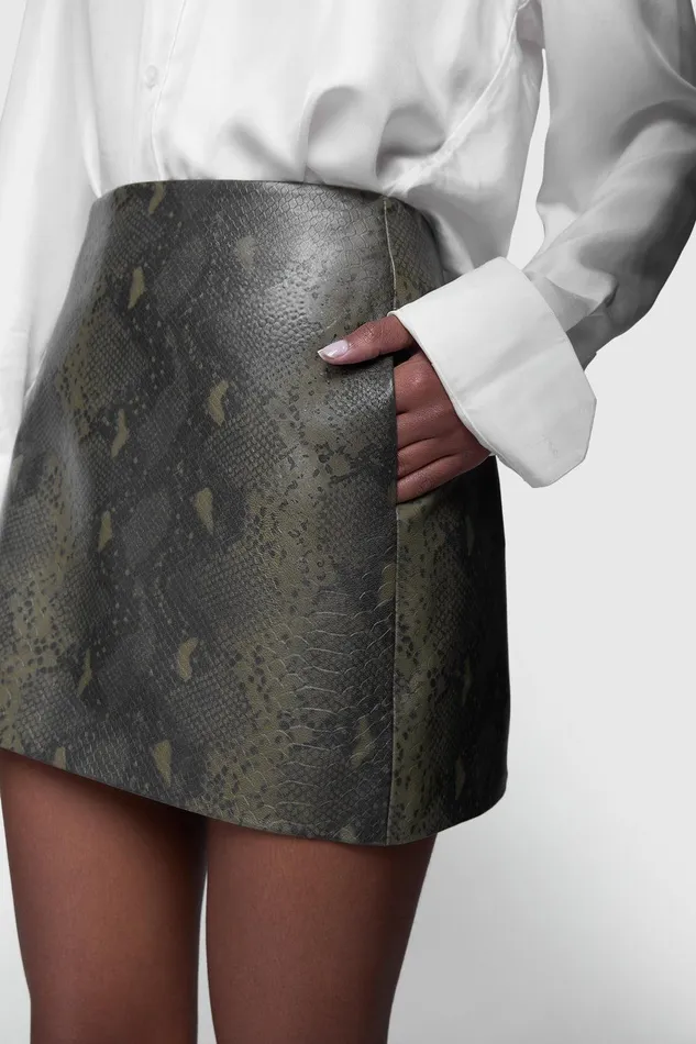 Rebecca Minkoff Jaci Mini Skirt Army Snake Women Bottoms