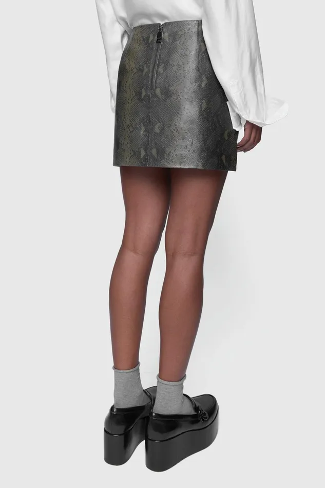Rebecca Minkoff Jaci Mini Skirt Army Snake Women Bottoms