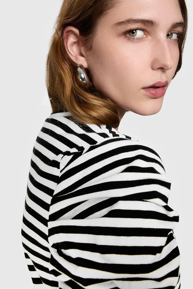 Rebecca Minkoff Janine Long Sleeve Blackecru Women Tops