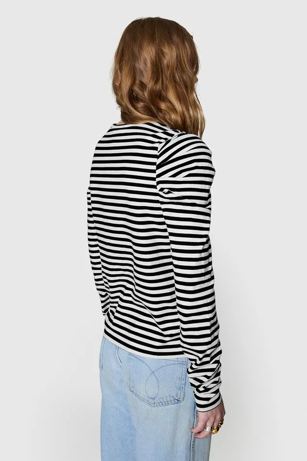 Rebecca Minkoff Janine Long Sleeve Blackecru Women Tops
