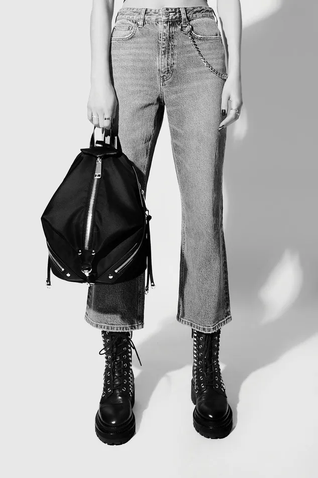 Rebecca Minkoff Nylon Medium Zip Julian Backpack Anthracite Women Backpacks