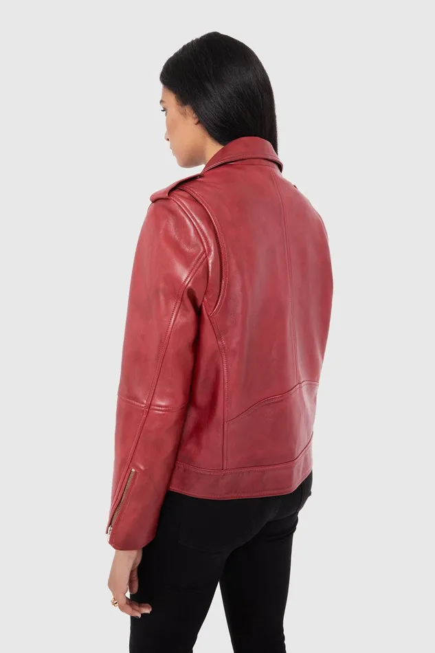 Rebecca Minkoff Tabitha Moto Oxblood Women Leather
