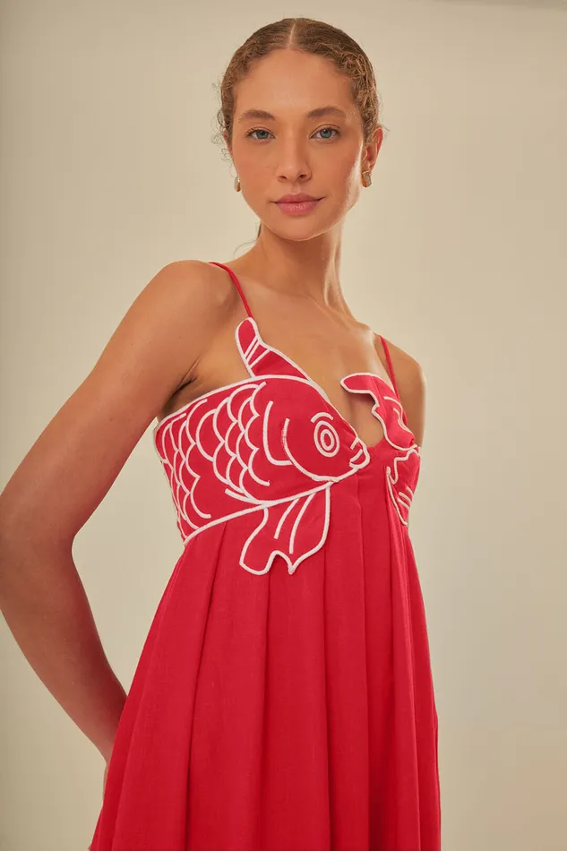 Red Fish Top Maxi Dress Women Farm Rio Maxi Dresses