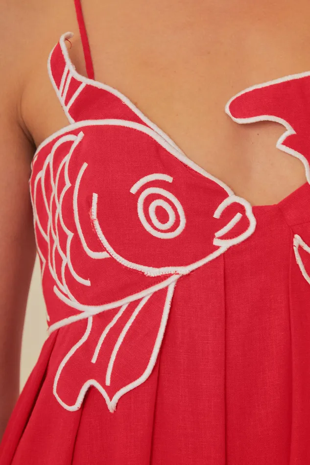 Red Fish Top Maxi Dress Women Farm Rio Maxi Dresses