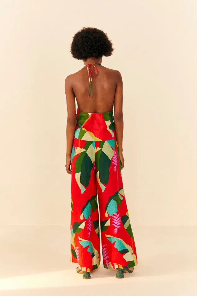 Red Heliconia Crop Top Women Farm Rio Crop Tops