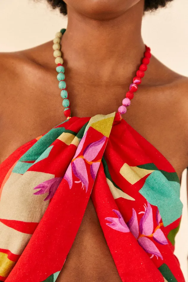 Red Heliconia Crop Top Women Farm Rio Crop Tops