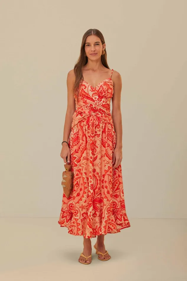 Red Jaipur Crossover Maxi Dress Women Farm Rio Maxi Dresses