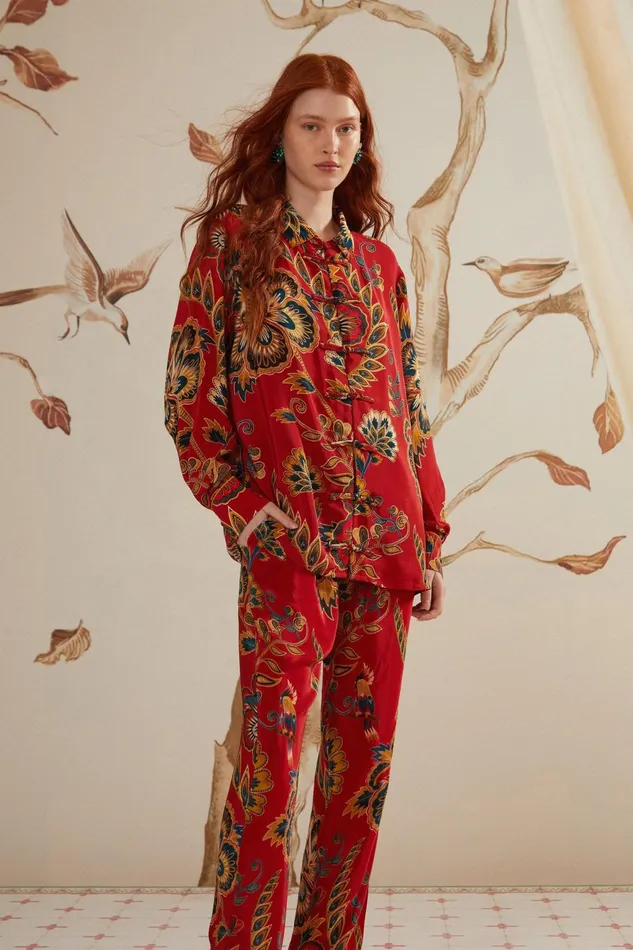 Red Maxi Floral Pajama Pants Women Farm Rio Pants
