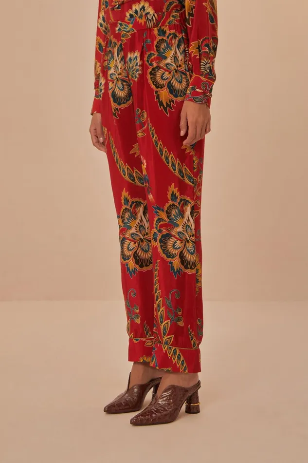 Red Maxi Floral Pajama Pants Women Farm Rio Pants