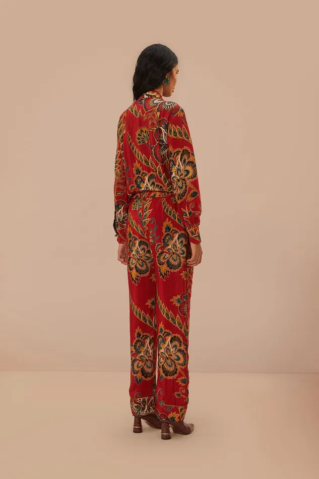Red Maxi Floral Pajama Pants Women Farm Rio Pants