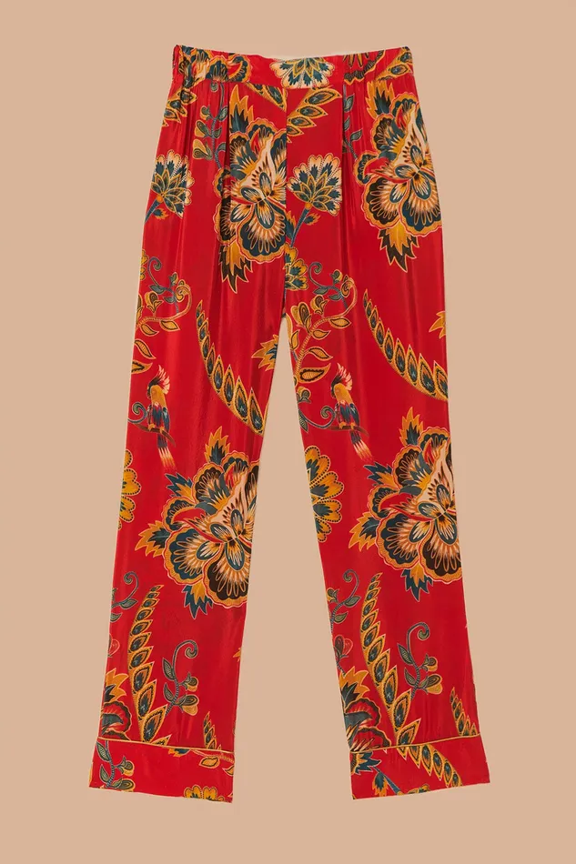 Red Maxi Floral Pajama Pants Women Farm Rio Pants