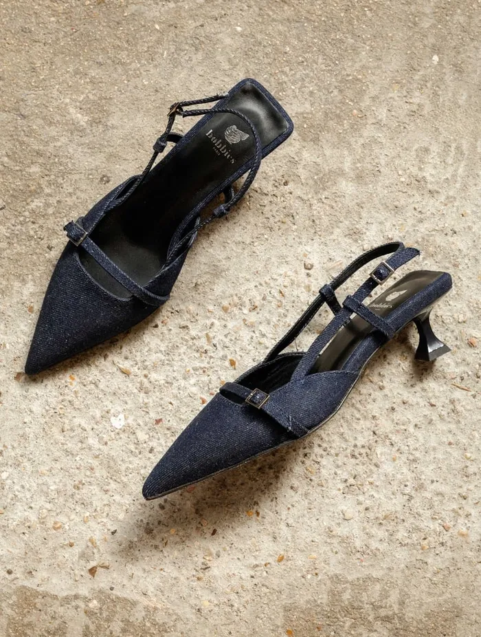 Reem Raw Denim Women Bobbies Heeled Sandals