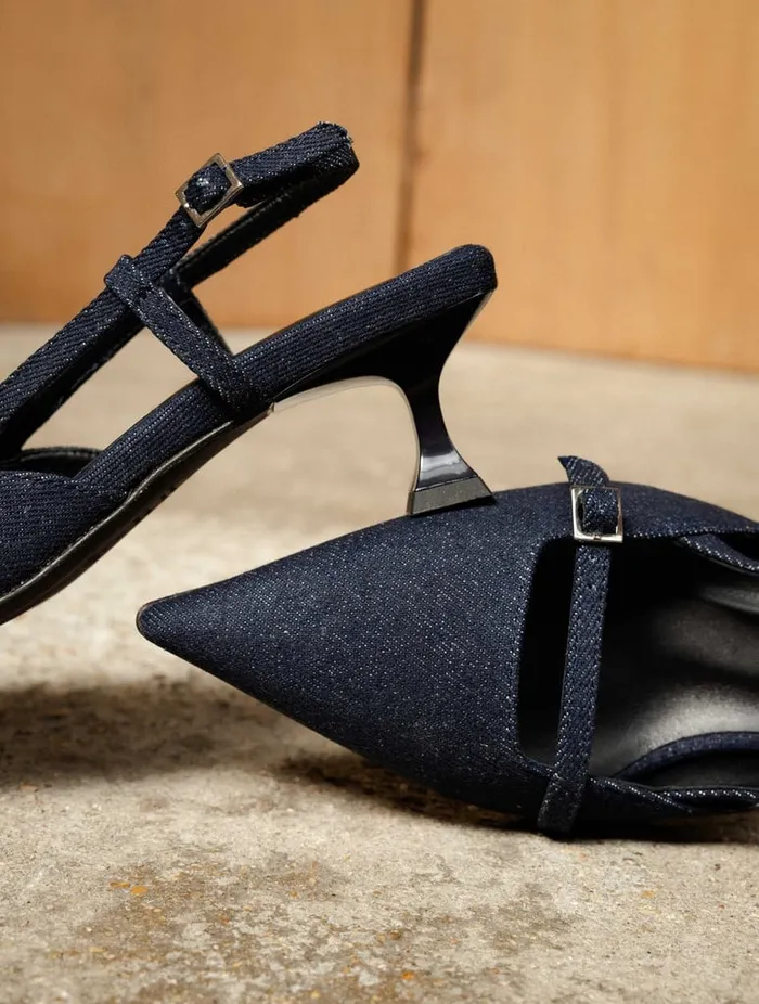 Reem Raw Denim Women Bobbies Heeled Sandals