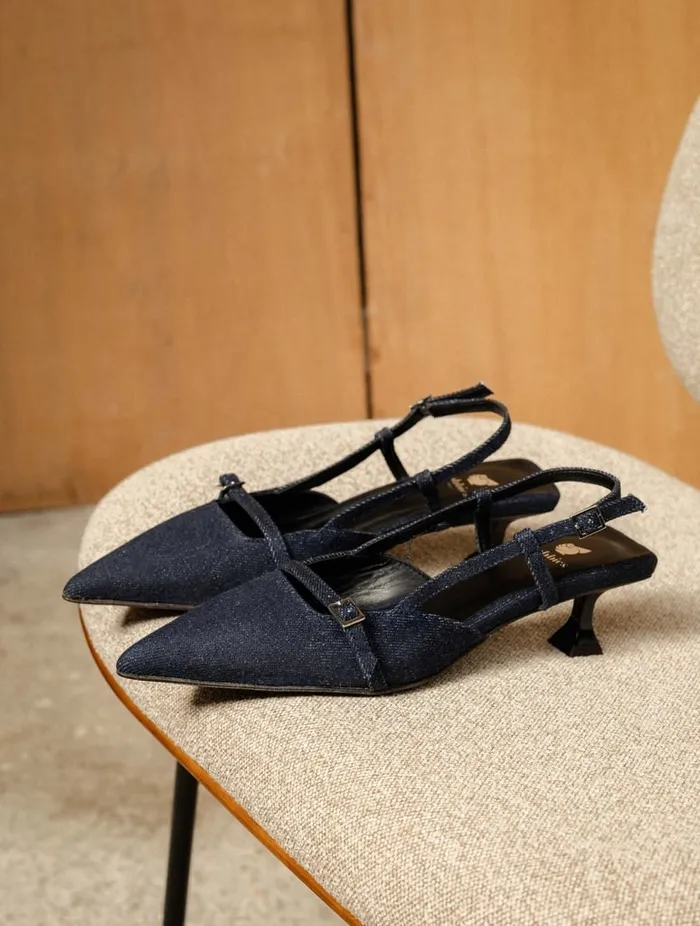 Reem Raw Denim Women Bobbies Heeled Sandals