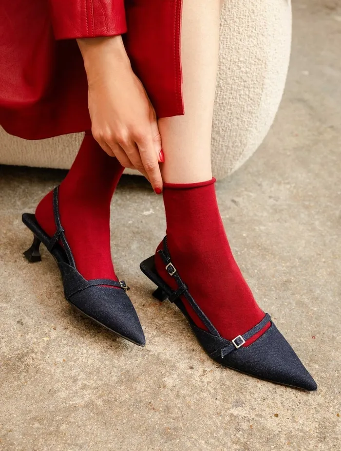 Reem Raw Denim Women Bobbies Heeled Sandals