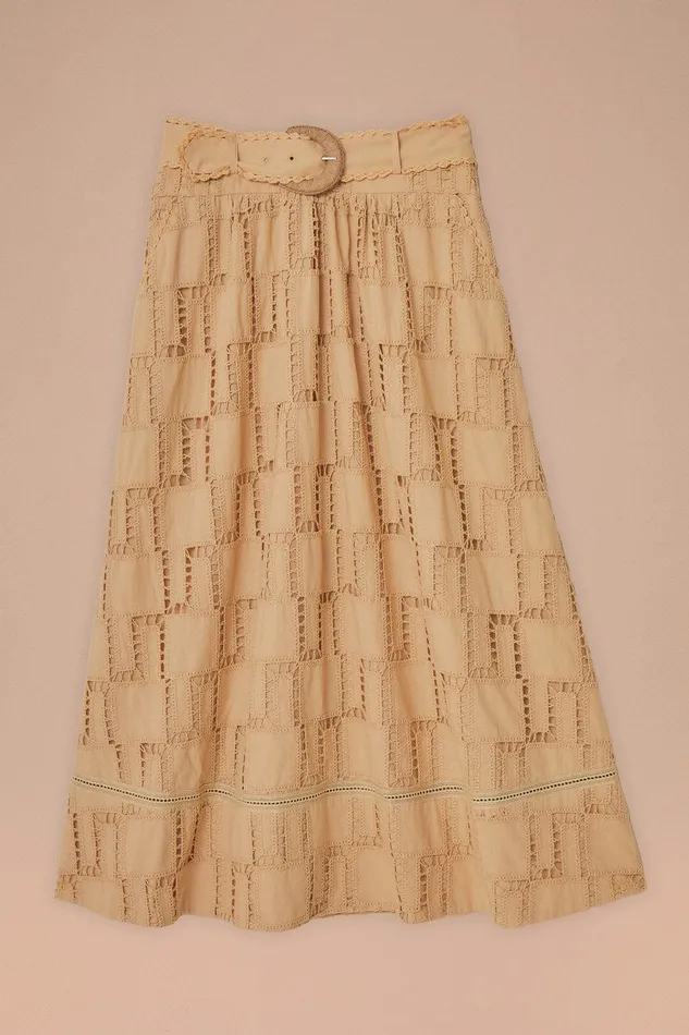 Sand Crochet Midi Skirt Women Farm Rio Skirts