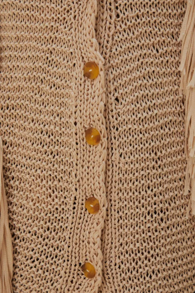 Sand Stripes Fringes Knit Cardigan Women Farm Rio Cardigans