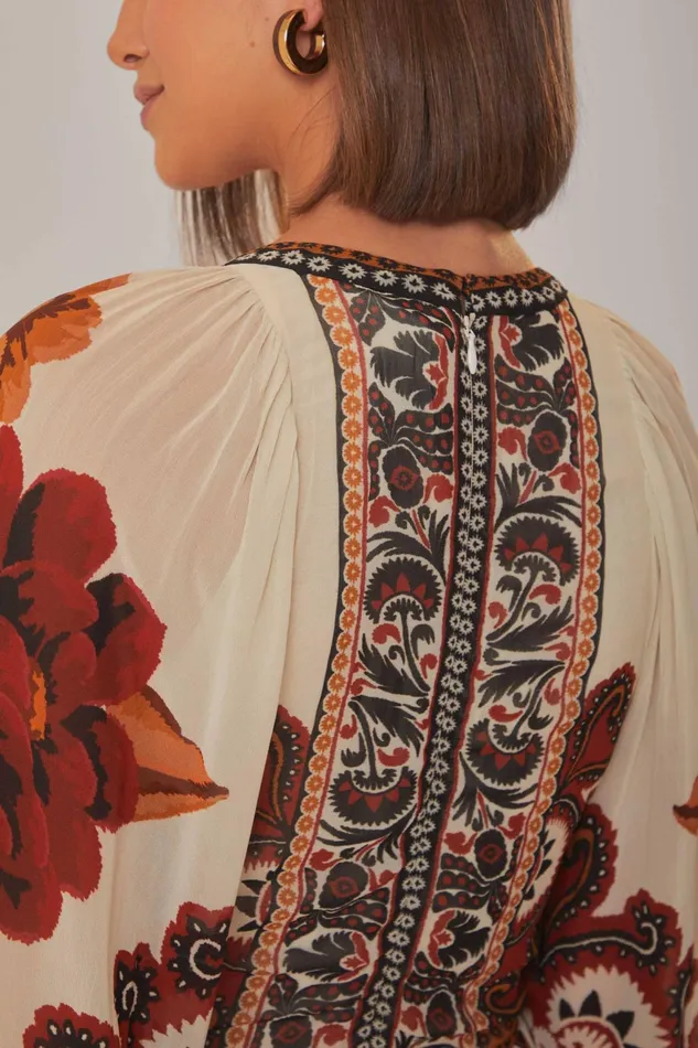 Sand Winter Tapestry V Neck Maxi Dress Women Farm Rio Maxi Dresses