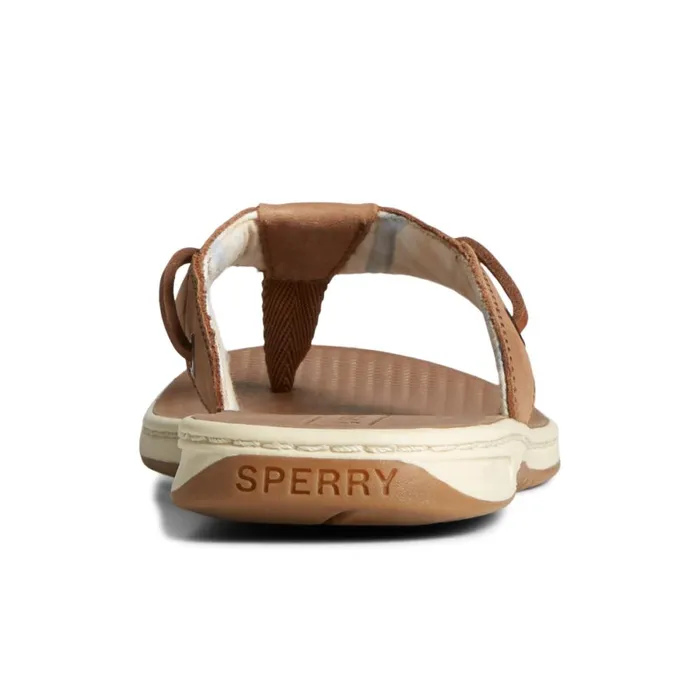 Sandals Women Sperry Seafish Leather Flip Flop Dark Beige