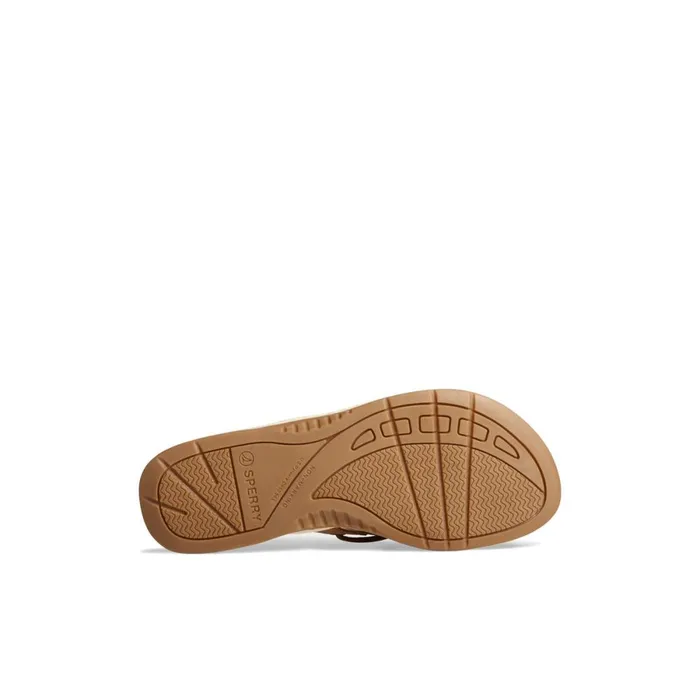 Sandals Women Sperry Seafish Leather Flip Flop Dark Beige