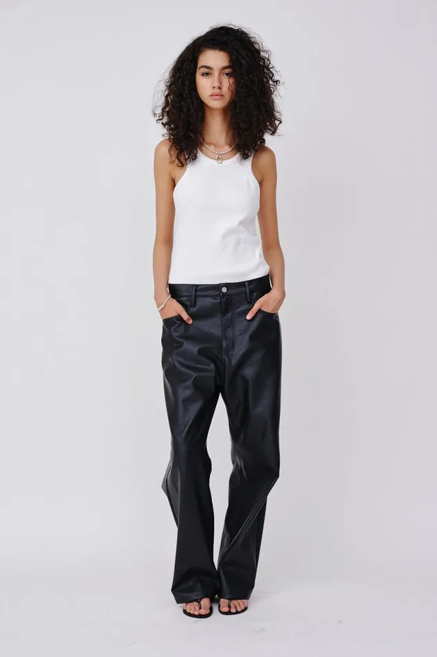Santiago Immitated Leather 8211 Black Women Won Hundred Trousers