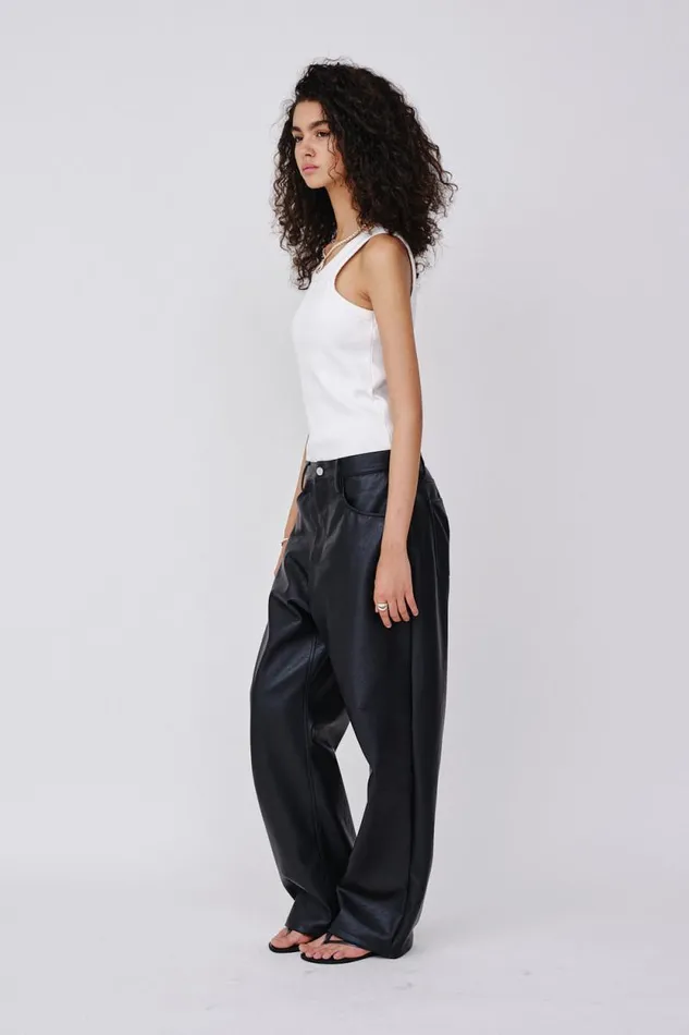 Santiago Immitated Leather 8211 Black Women Won Hundred Trousers