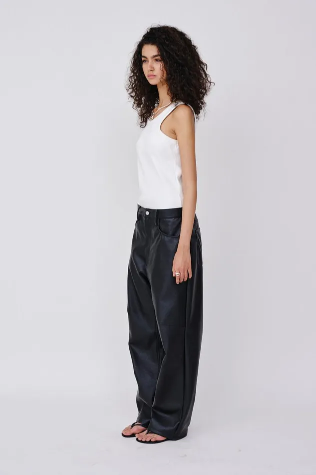 Santiago Immitated Leather 8211 Black Women Won Hundred Trousers