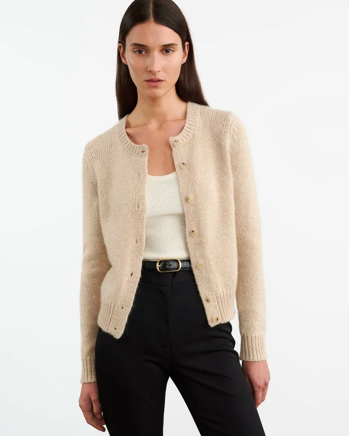 SASKIA CASHMERE CARDIGAN Redwood Melange Women Knits and Sweaters Nili Lotan