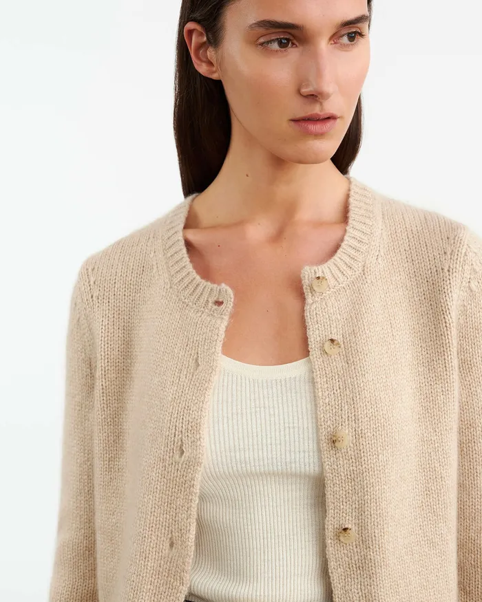 SASKIA CASHMERE CARDIGAN Redwood Melange Women Knits and Sweaters Nili Lotan