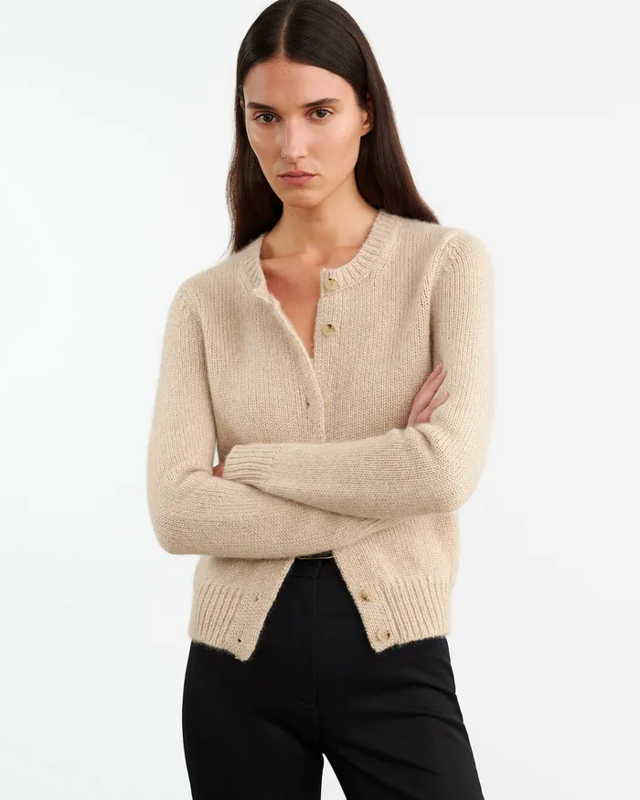 SASKIA CASHMERE CARDIGAN Redwood Melange Women Knits and Sweaters Nili Lotan