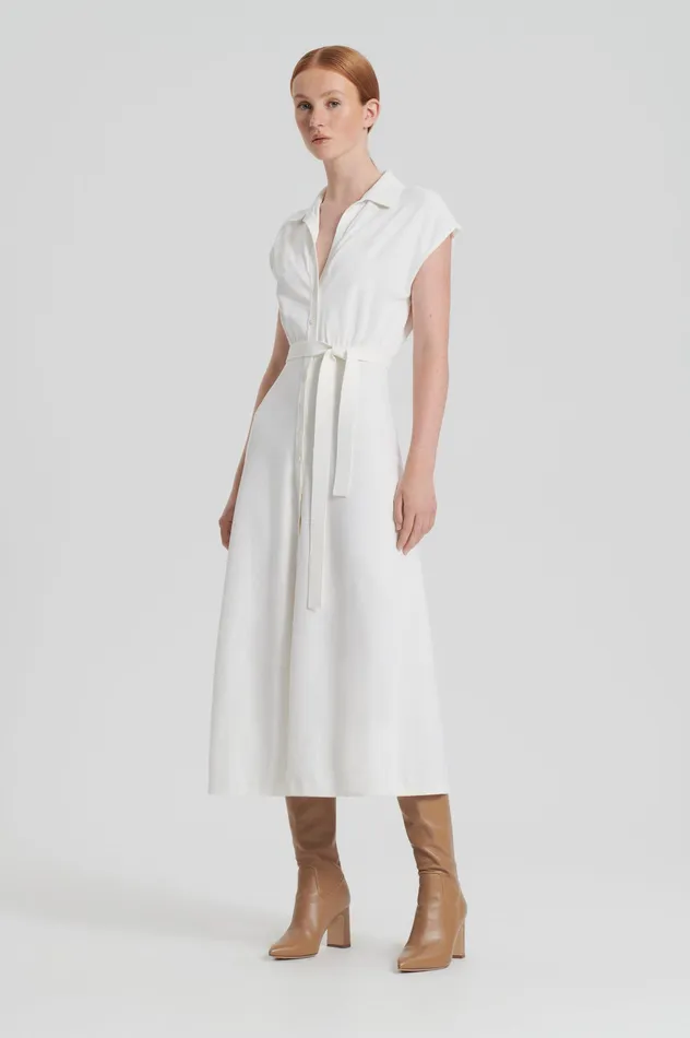 Scanlan Theodore CREPE KNIT SHIRT DRESS CREAM Women Dresses