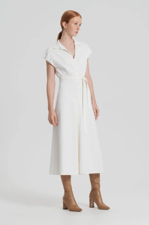 Scanlan Theodore CREPE KNIT SHIRT DRESS CREAM Women Dresses