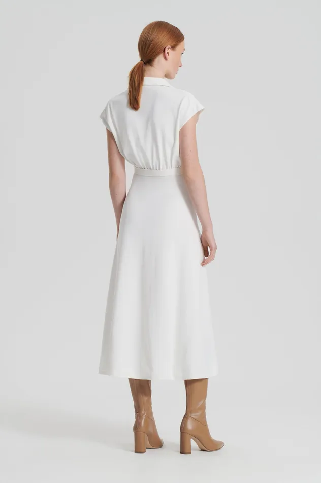 Scanlan Theodore CREPE KNIT SHIRT DRESS CREAM Women Dresses