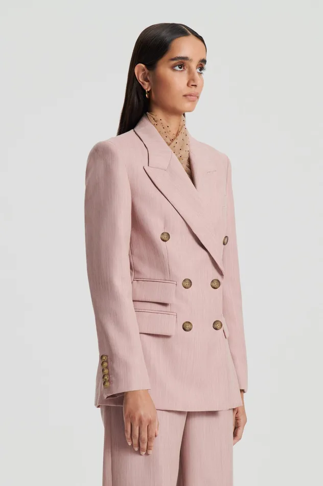 Scanlan Theodore Jackets Women TAILORED DOUBLE POCKET JACKET PINK Scanlan Theodore Jackets Women TAILORED DOUBLE POCKET JACKET PINK