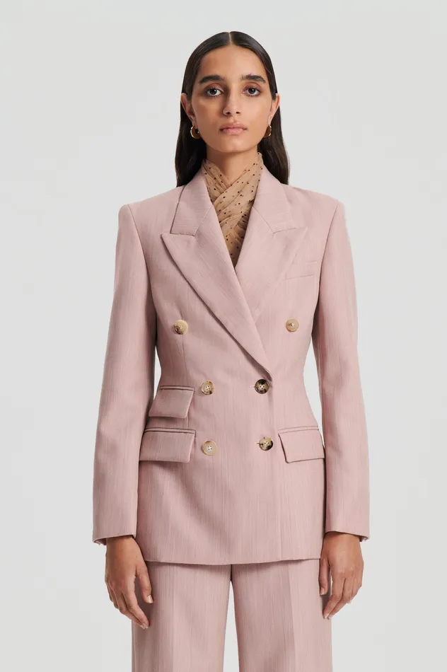 Scanlan Theodore Jackets Women TAILORED DOUBLE POCKET JACKET PINK Scanlan Theodore Jackets Women TAILORED DOUBLE POCKET JACKET PINK