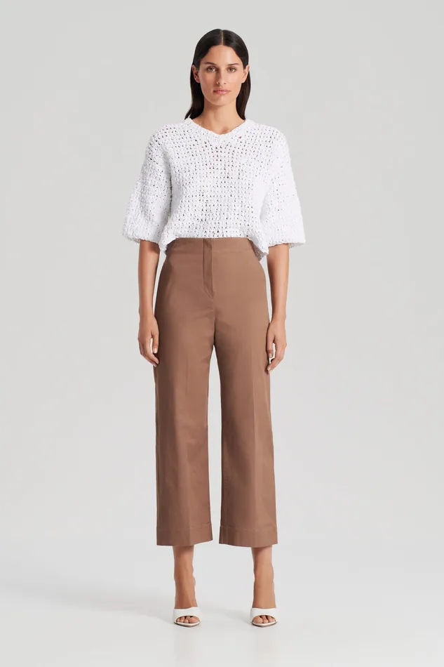 Scanlan Theodore SATEEN CROPPED WIDE LEG TROUSER MOCHA Women Trousers