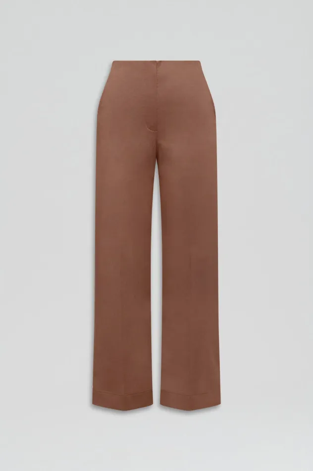 Scanlan Theodore SATEEN CROPPED WIDE LEG TROUSER MOCHA Women Trousers Scanlan Theodore SATEEN CROPPED WIDE LEG TROUSER MOCHA Women Trousers
