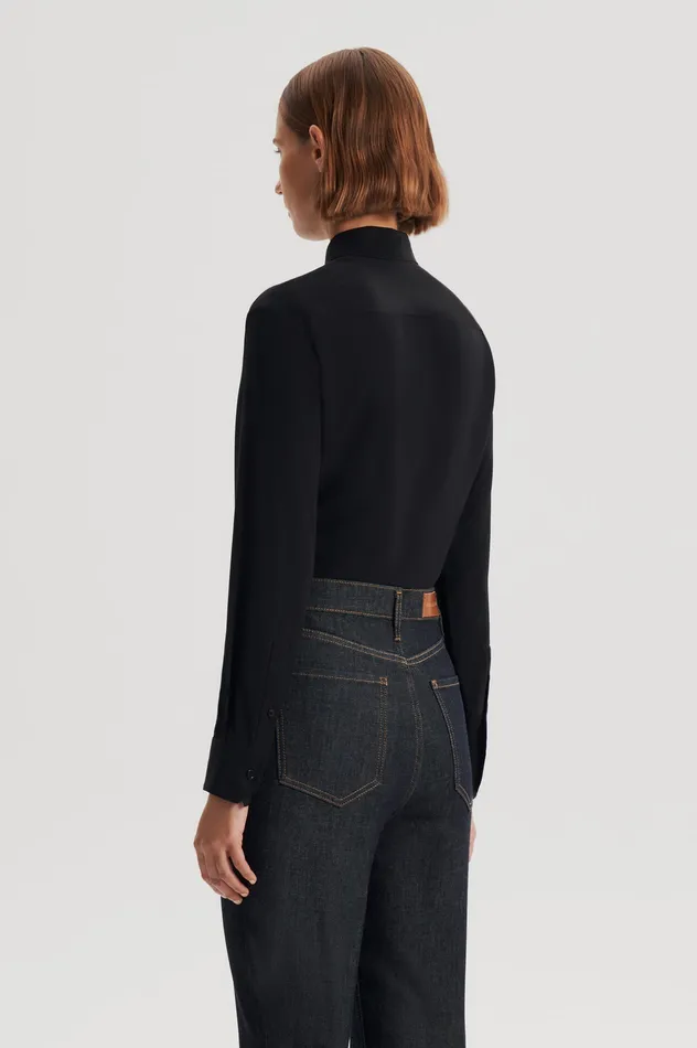 Scanlan Theodore SILK TIE FRONT SHIRT BLACK Women Tops Scanlan Theodore SILK TIE FRONT SHIRT BLACK Women Tops