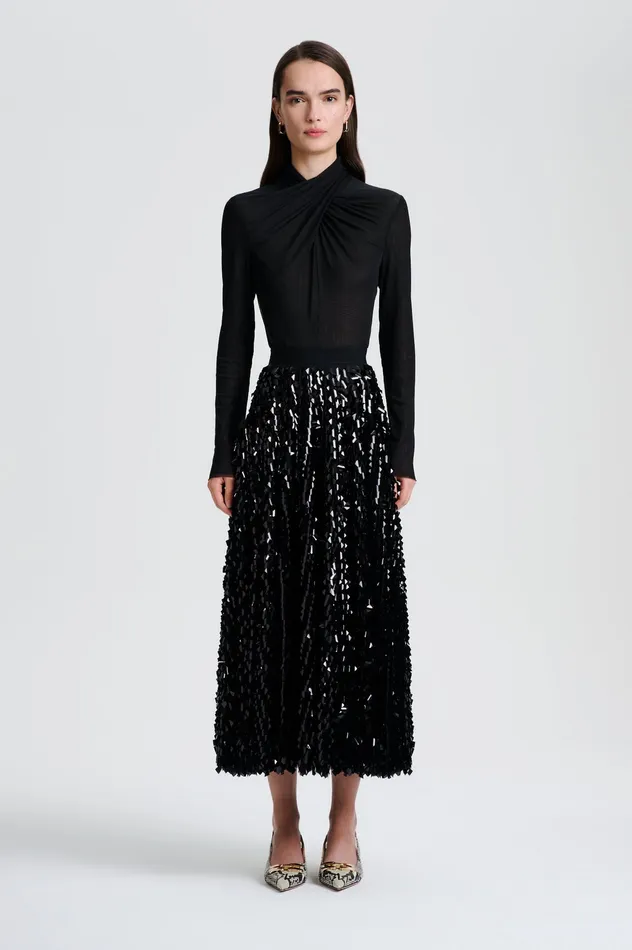 Scanlan Theodore Skirts Women PATENT SEQUIN TULLE SKIRT BLACK