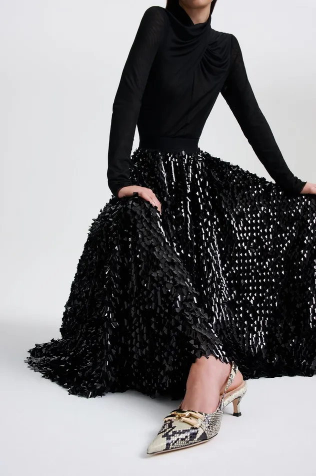 Scanlan Theodore Skirts Women PATENT SEQUIN TULLE SKIRT BLACK Scanlan Theodore Skirts Women PATENT SEQUIN TULLE SKIRT BLACK