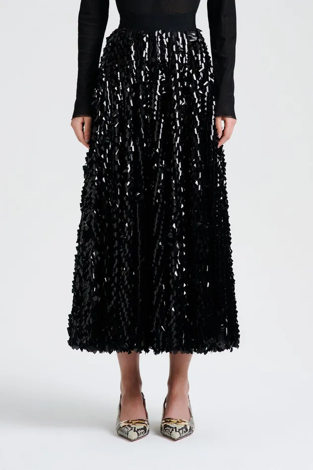 Scanlan Theodore Skirts Women PATENT SEQUIN TULLE SKIRT BLACK Scanlan Theodore Skirts Women PATENT SEQUIN TULLE SKIRT BLACK