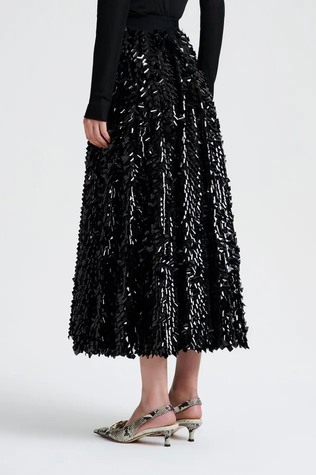 Scanlan Theodore Skirts Women PATENT SEQUIN TULLE SKIRT BLACK Scanlan Theodore Skirts Women PATENT SEQUIN TULLE SKIRT BLACK
