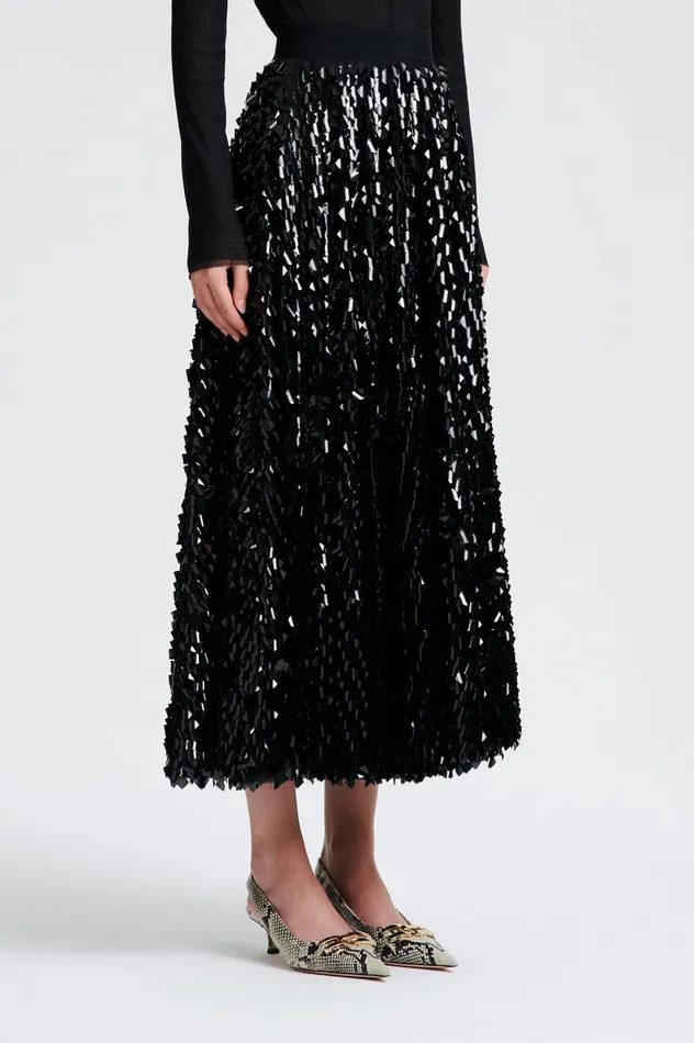 Scanlan Theodore Skirts Women PATENT SEQUIN TULLE SKIRT BLACK Scanlan Theodore Skirts Women PATENT SEQUIN TULLE SKIRT BLACK