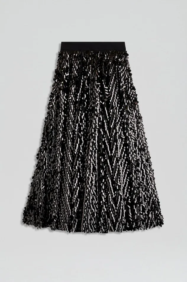 Scanlan Theodore Skirts Women PATENT SEQUIN TULLE SKIRT BLACK Scanlan Theodore Skirts Women PATENT SEQUIN TULLE SKIRT BLACK