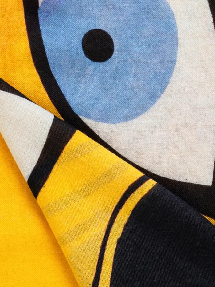 Scarf In Cashmere And Silk With Portrait Print Yellowmulticolor Women Akris Cashmere