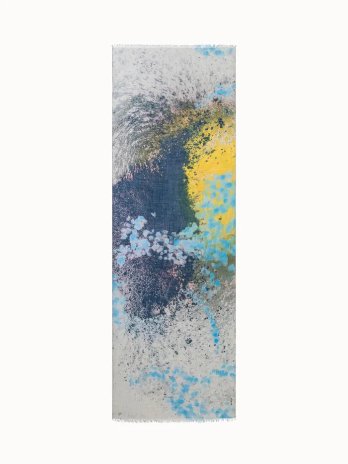 Scarf In Cashmere And Silk With Waterlilly Print Multicolor Women Akris Collector Scarves